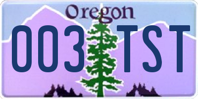 OR license plate 003TST
