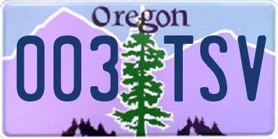 OR license plate 003TSV