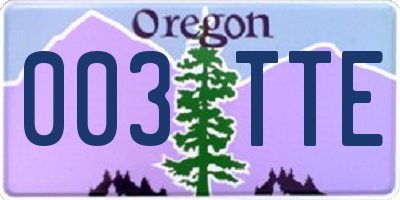 OR license plate 003TTE
