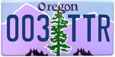 OR license plate 003TTR