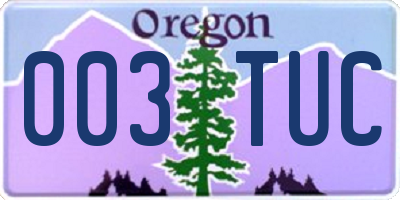 OR license plate 003TUC