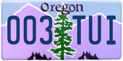 OR license plate 003TUI