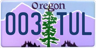 OR license plate 003TUL