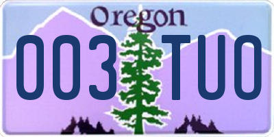 OR license plate 003TUO