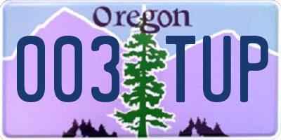 OR license plate 003TUP