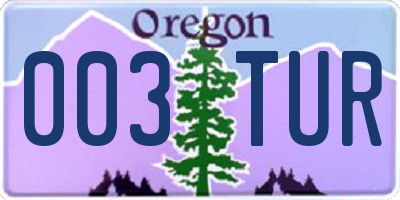 OR license plate 003TUR