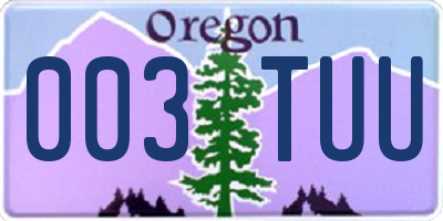 OR license plate 003TUU