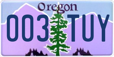 OR license plate 003TUY
