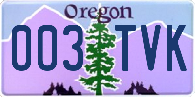 OR license plate 003TVK