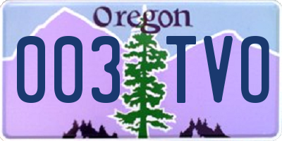 OR license plate 003TVO
