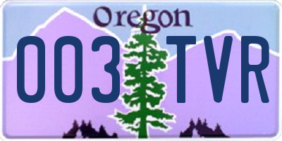 OR license plate 003TVR