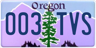 OR license plate 003TVS