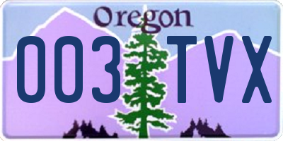 OR license plate 003TVX