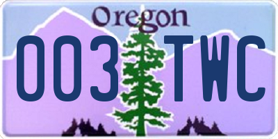 OR license plate 003TWC