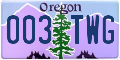 OR license plate 003TWG