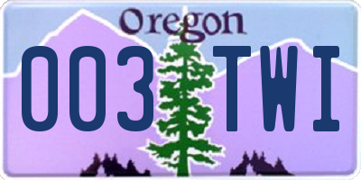 OR license plate 003TWI