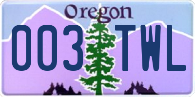 OR license plate 003TWL