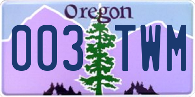OR license plate 003TWM