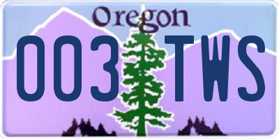 OR license plate 003TWS