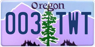 OR license plate 003TWT