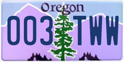 OR license plate 003TWW