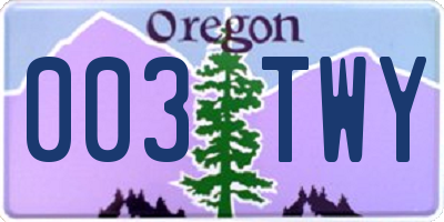 OR license plate 003TWY