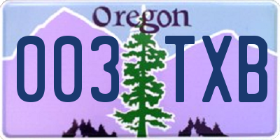 OR license plate 003TXB