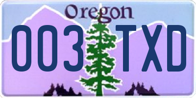 OR license plate 003TXD