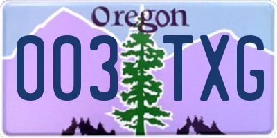 OR license plate 003TXG