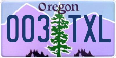 OR license plate 003TXL