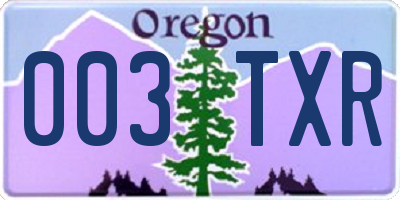 OR license plate 003TXR