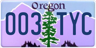 OR license plate 003TYC