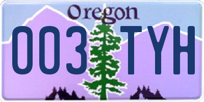 OR license plate 003TYH