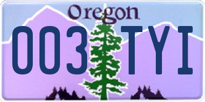 OR license plate 003TYI