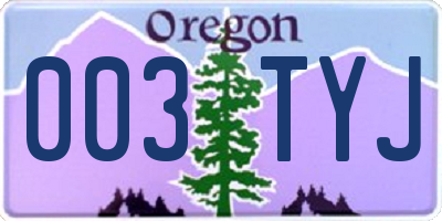 OR license plate 003TYJ
