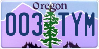 OR license plate 003TYM