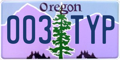 OR license plate 003TYP