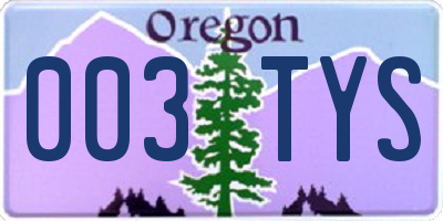 OR license plate 003TYS