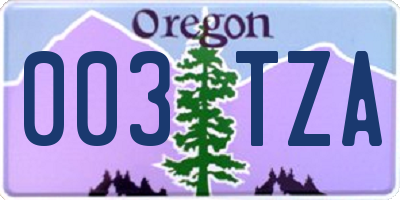OR license plate 003TZA
