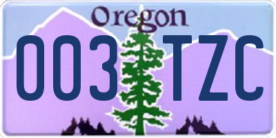 OR license plate 003TZC