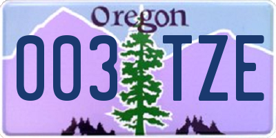 OR license plate 003TZE