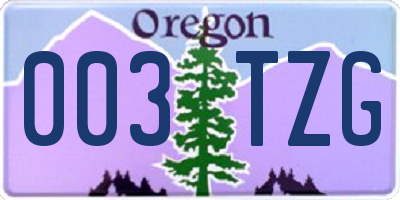 OR license plate 003TZG