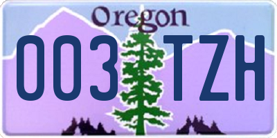 OR license plate 003TZH