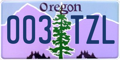 OR license plate 003TZL