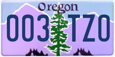 OR license plate 003TZO