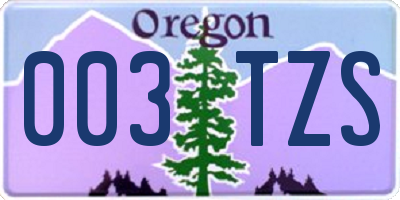 OR license plate 003TZS