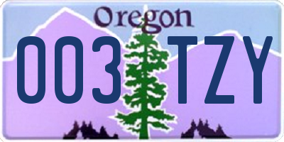 OR license plate 003TZY