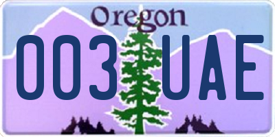 OR license plate 003UAE