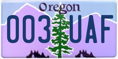 OR license plate 003UAF