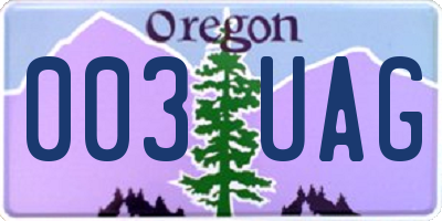 OR license plate 003UAG
